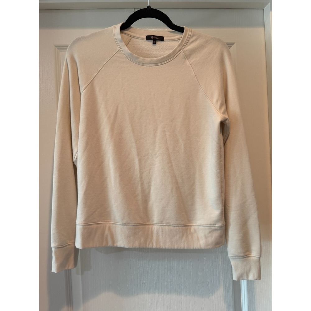 QUINCE supersoft fleece off-white crewneck sweatshirt comfy XS Relaxed